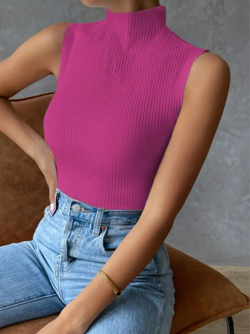 Blusa Canelada Gola Alta
