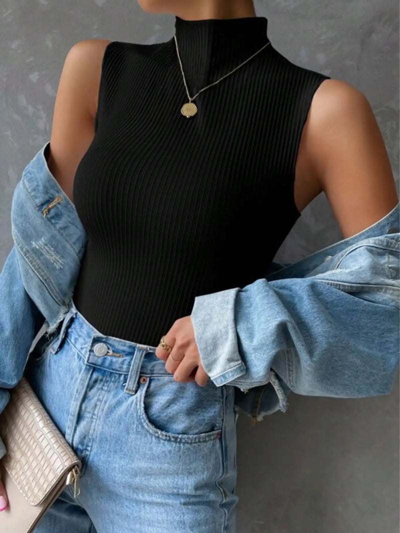 Blusa Canelada Gola Alta