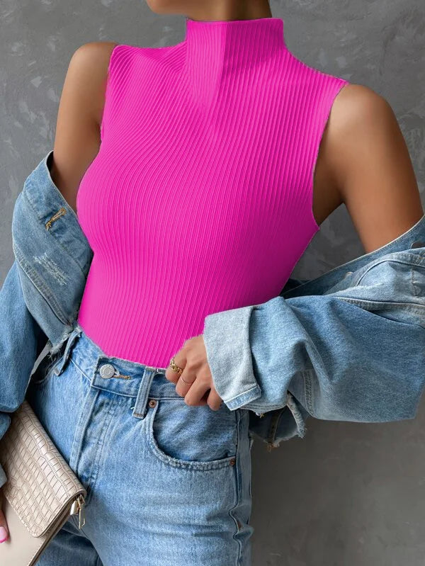 Blusa Canelada Gola Alta
